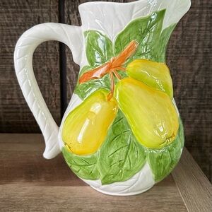 Colorful Ceramic Pitcher with Pear Design